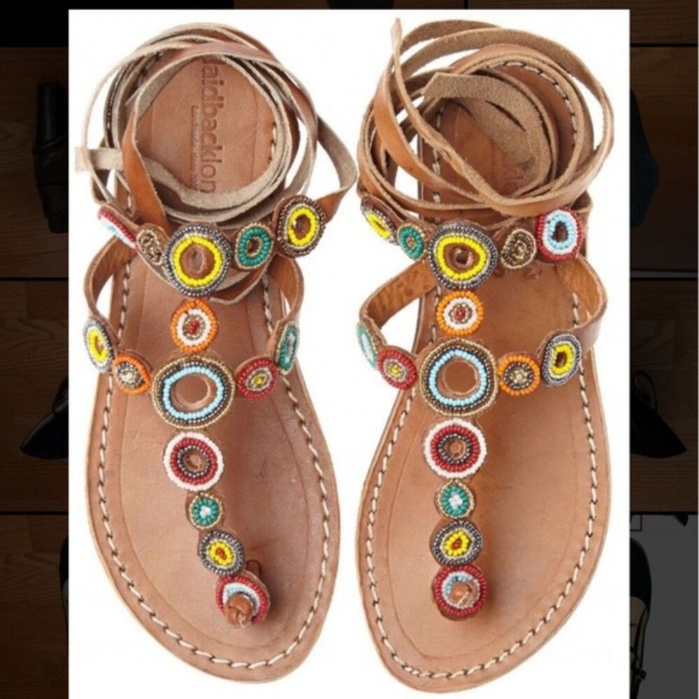 Laidback London Conroy Beaded Sandals size 39